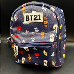 BT21 Mini Backpack Friends Characters K-Pop Blue BTS NWOT Adjustable Straps Zip